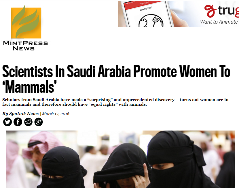 Scientists In Saudi Arabia Promote Women To Mammals