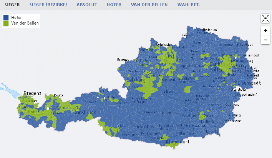 Volební mapa (www.orf.at)