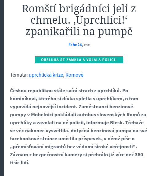Romští brigádníci jeli z chmelu. ‚Uprchlíci ‘ zpanikařili na pumpě Echo24.cz